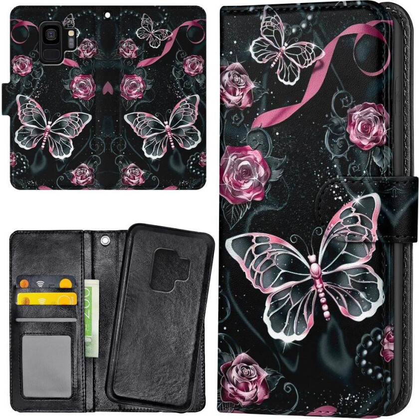 Galaxy S9 - Lommebok Deksel Sommerfugler