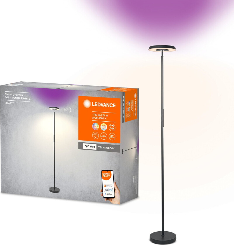 - SMART+ UP/DOWN Floor Lamp - 1750lm, 24W, WiFi, RGB+827-850, Black