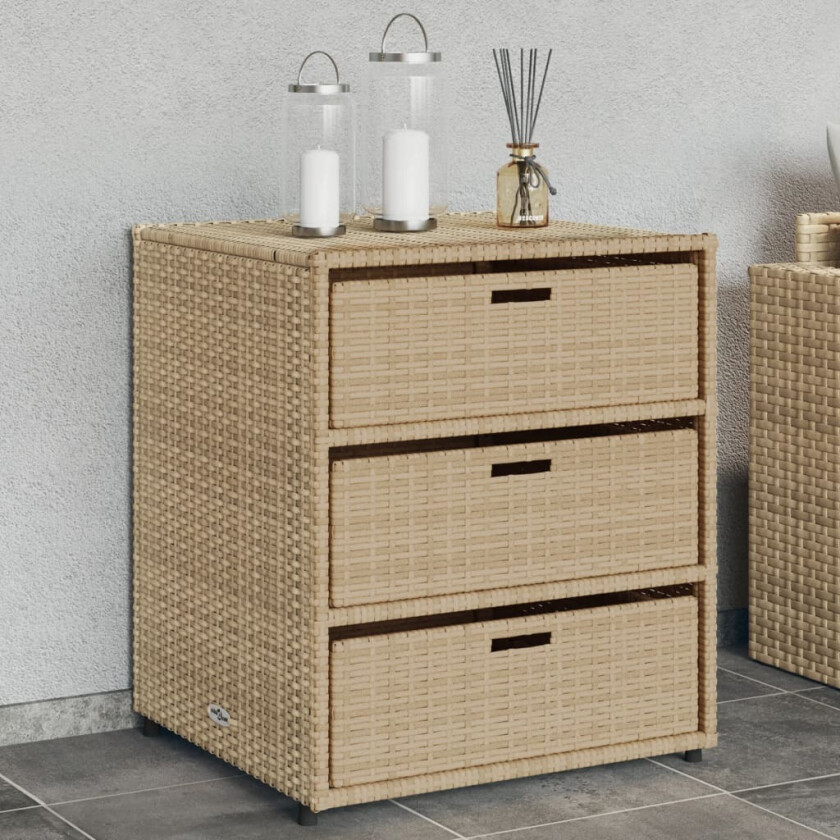 Bilde av Putekasse beige 55x59x69 cm polyrotting