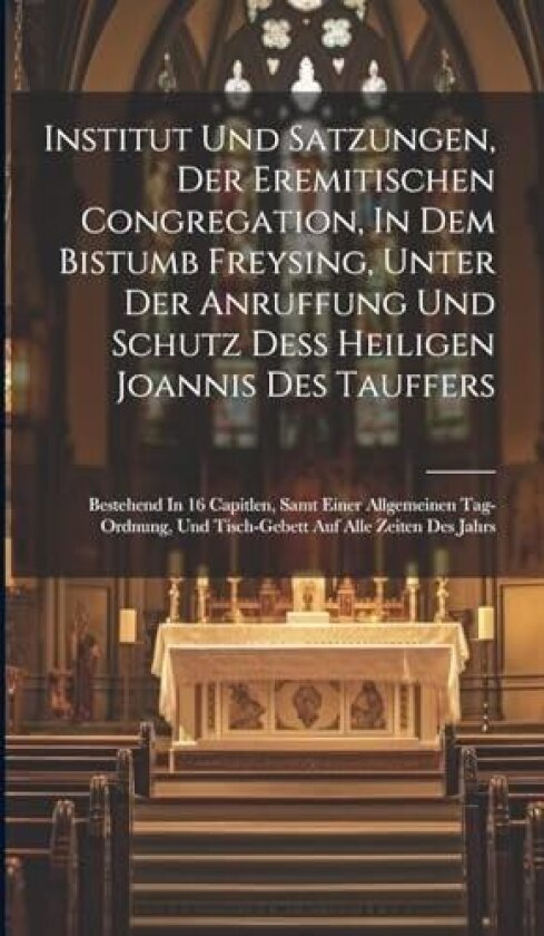 Institut Und Satzungen, Der Eremitischen Congregation, In Dem Bistumb Freysing, Unter Der Anruffung Und Schutz Deß Heiligen Joannis Des Tauffers av Anonymous (Hardcover)