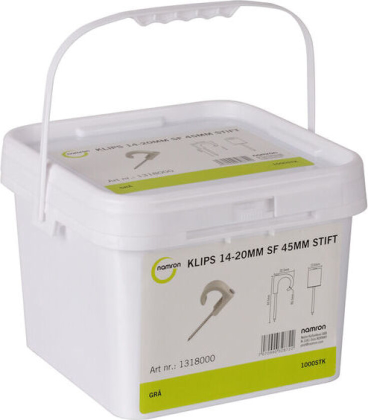 Bilde av klips 14-20mm grå SF 45mm stift Bøtte 1000 stk - 1318000