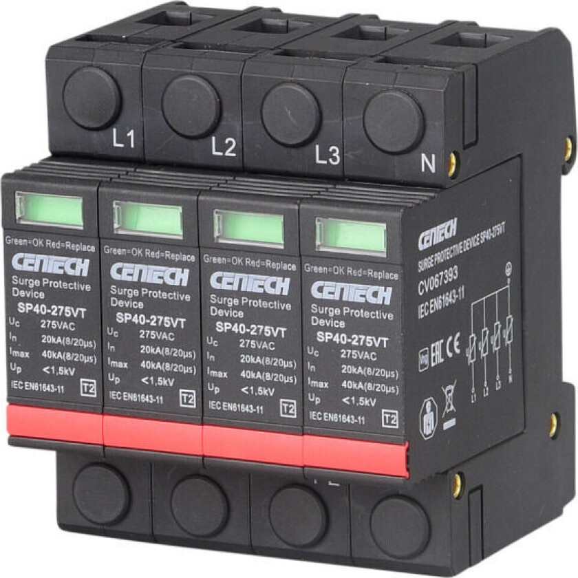 Overspenningsvern 4P type 2 pluggbar 275V - 1601190