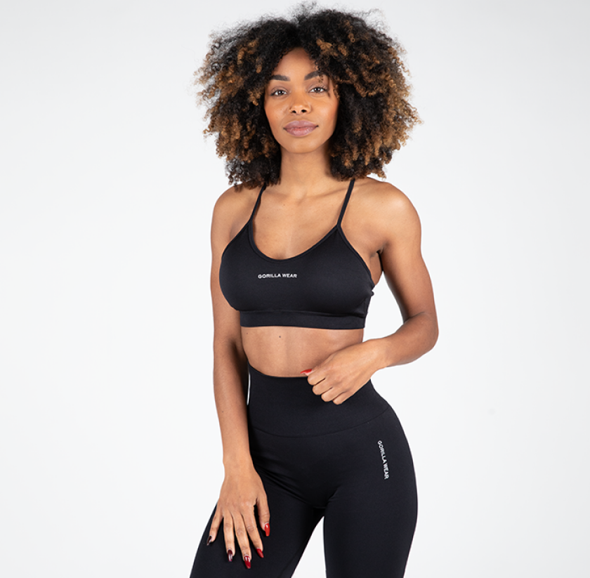 Quincy Seamless Sports Bra, Black