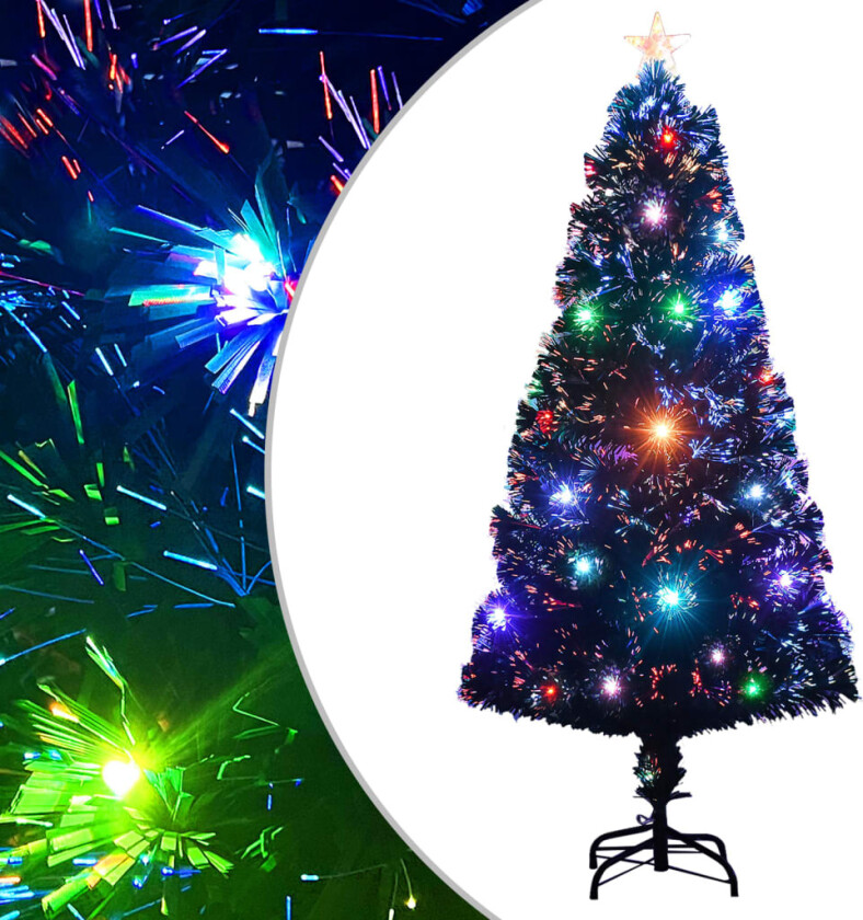 Forhåndsbelyst juletre med stativ 120 cm fiberoptikk