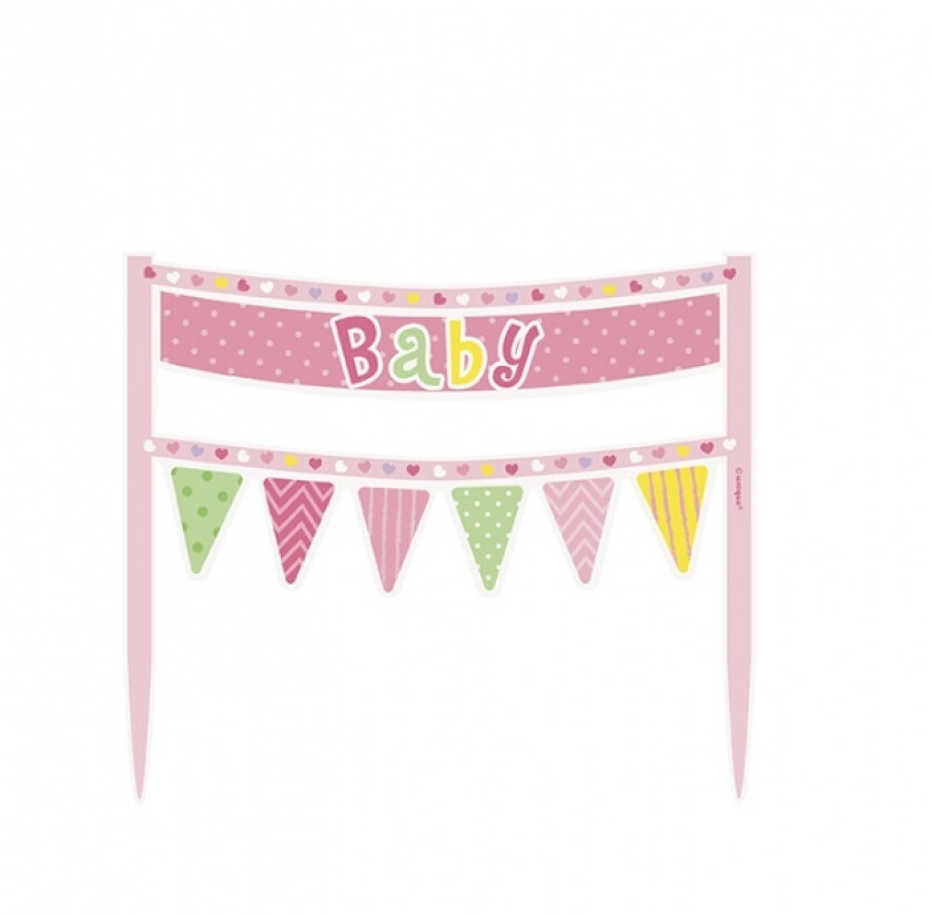 Kakepyntbanner til babyshower, rosa