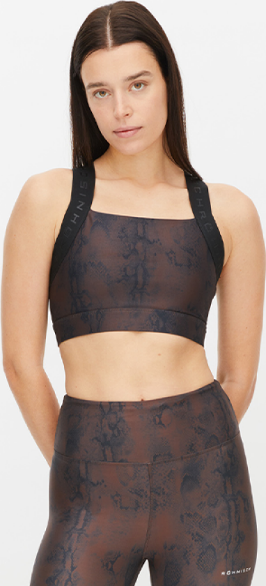 Kay Printed Sports Bra, Brown Snake