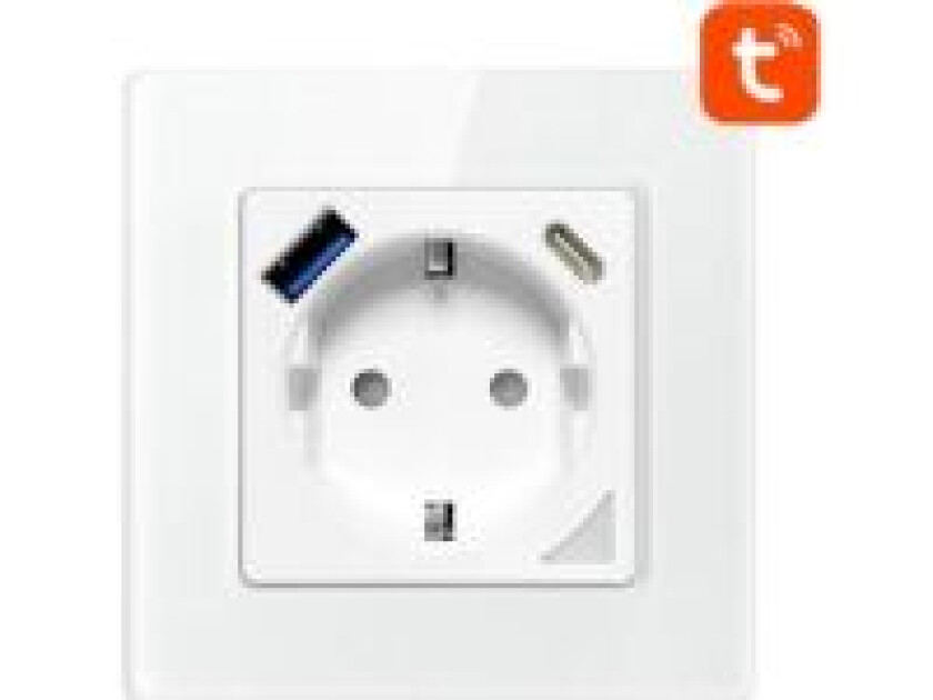 Smart WiFi veggkontakt N-WOT10-USB-W USB og USB-C TUYA (hvit)