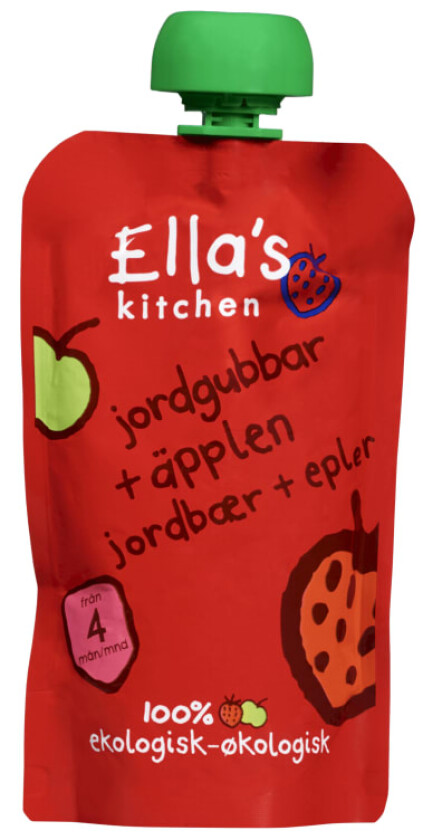 Jordbær&Eple Økol 4mnd 120g