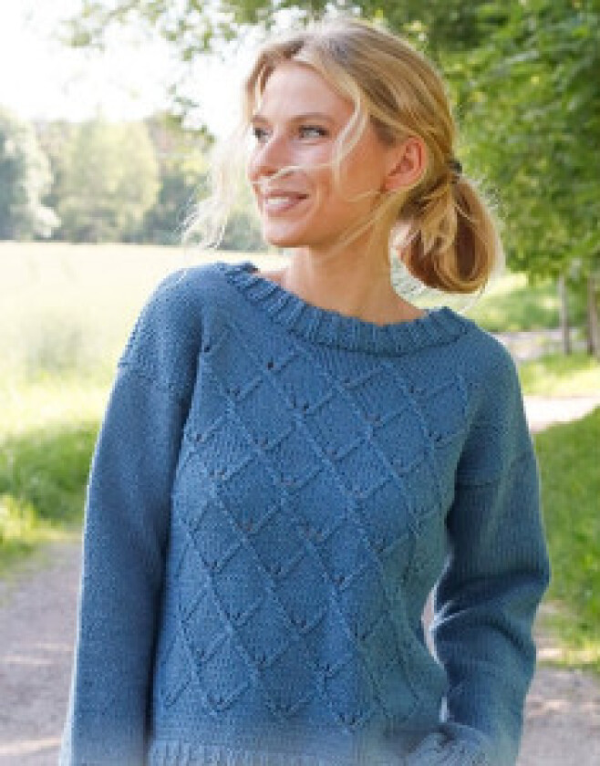 Bilde av Blue Glass by DROPS Design - Genser Strikkeoppskrift str. S - XXXL - XXX-Large