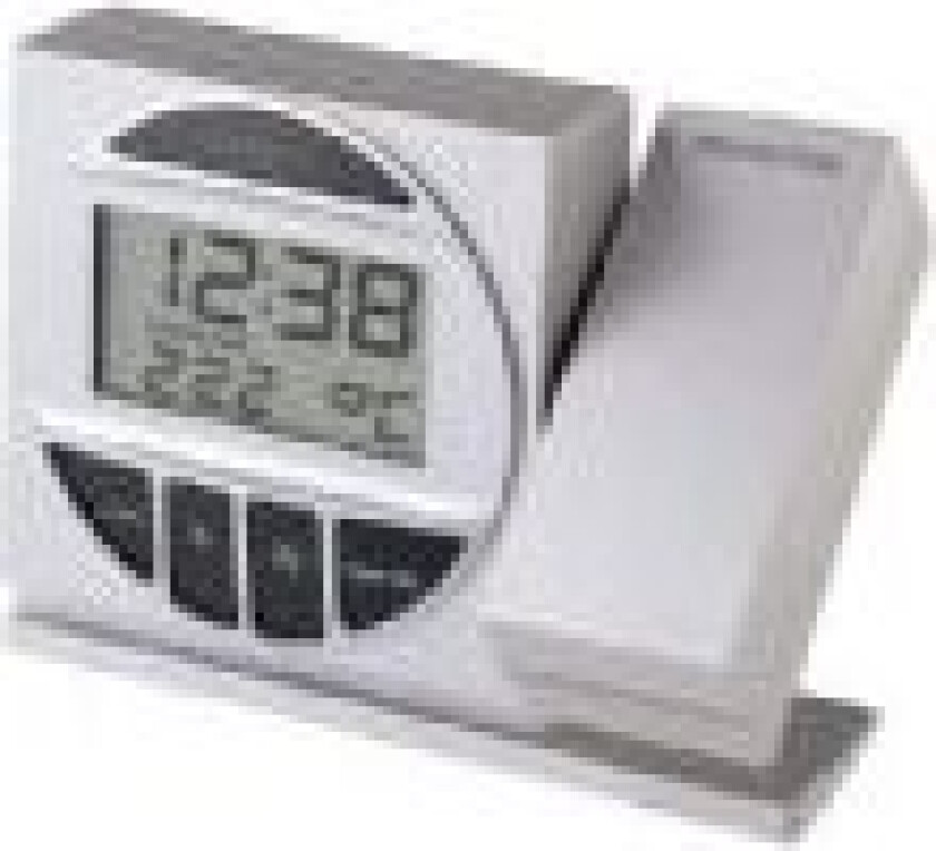 Technoline Radio Controlled Alarm Clock with Projection, Sølv, AAA, 8760 timer, 123 x 42 x 91 mm