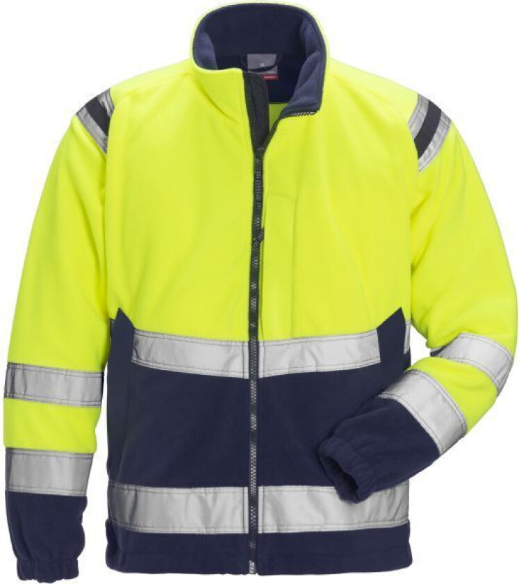 4041 FE Fleecejakke varselgul/marineblå XL