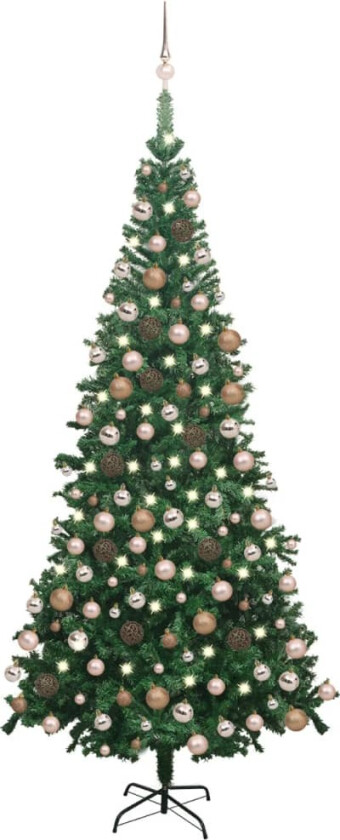 Forhåndsbelyst kunstig juletre med kulesett L 240 cm grønn