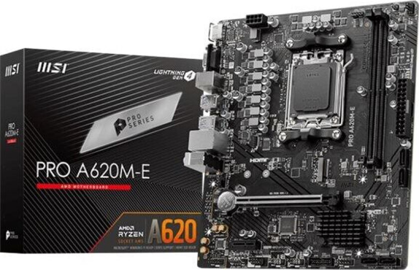 PRO A620M-E - Hovedkort - mikro ATX - Socket AM5 - AMD A620 Chipset - USB 3.2 Gen 1 - Gigabit LAN - innbygd grafikk (CPU kreves) - HD-lyd (8-kanalers)