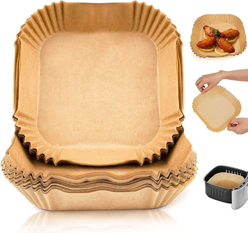 Bakepapir til airfryer 20x4,5cm - 100-pakning