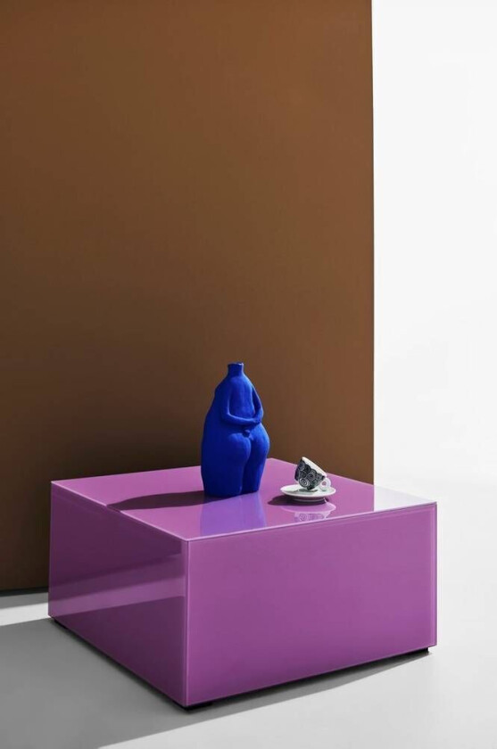 Pop bord i farget glass 60x60 cm Lilla