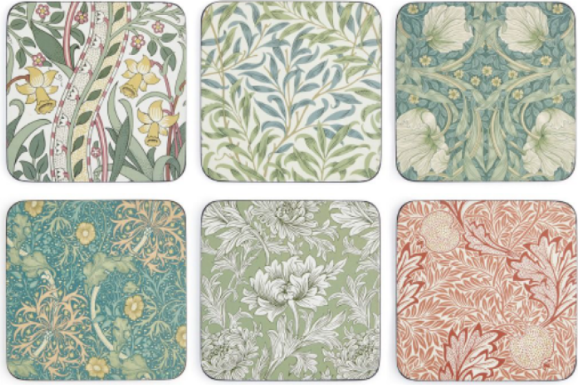 William Morris glassunderlag 6-pakning Mix & Match