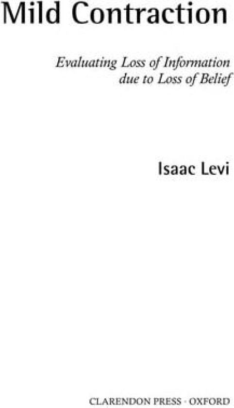 Mild Contraction av Isaac Levi (Hardcover)