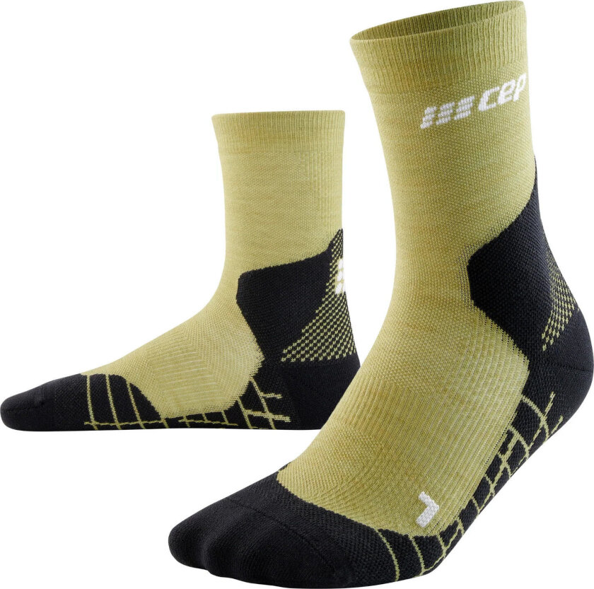 Men's Hiking Light Merino Mid Cut Compression Socks Olive 45-48, Light Olive
