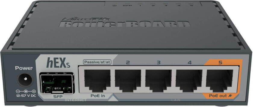 hEX S RB760IGS Router - 5 porter RJ45, 10/100/1000 Mbit/s - Svart