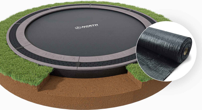 IN GROUND Rund / 4,3 m / Trampoline + Landskapsklassifisert ugressduk