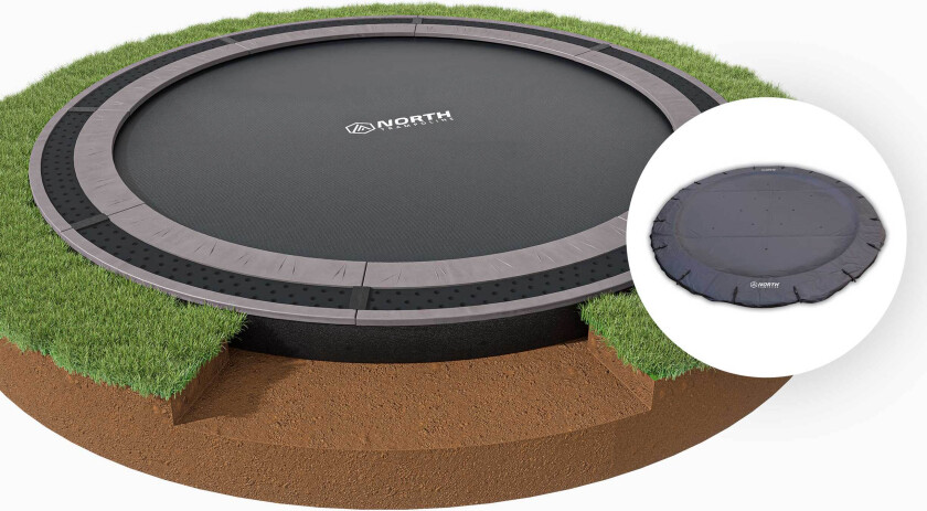 IN GROUND NORTH TRAMPOLINE Rund / 4,3 m / Trampoline + Overtrekk