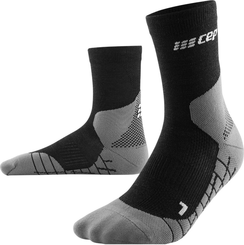 Women's Hiking Light Merino Mid Cut Compression Socks Black 37-40, Black