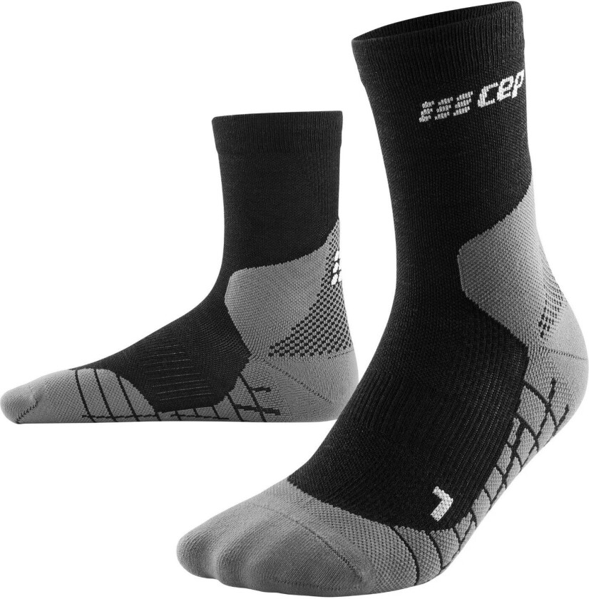 Men's Hiking Light Merino Mid Cut Compression Socks Black 45-48, Black