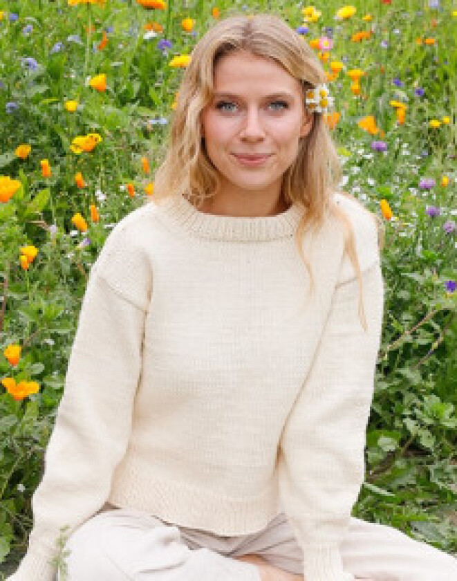 Prairie Rose Sweater by DROPS Design - Genser Strikkeoppskrift str. S - XXX-Large