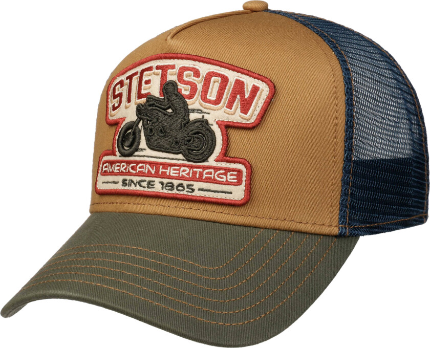 Men's Trucker Cap Motorcycle Green/Beige OneSize, Green/Beige