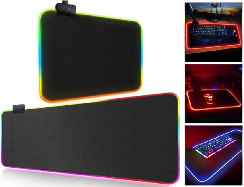 Gaming musematte med LED-lys - RGB - Velg størrelse