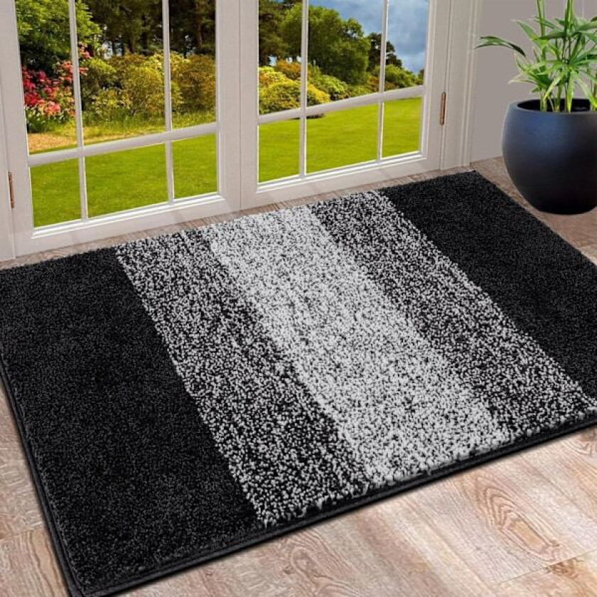 Dørmatter Innendørs, Maskinvaskbar Myke Dørmatter, Smussfanger Dørmatte, Superabsorberende Inngangsteppe (50 X 80 cm, Svart)