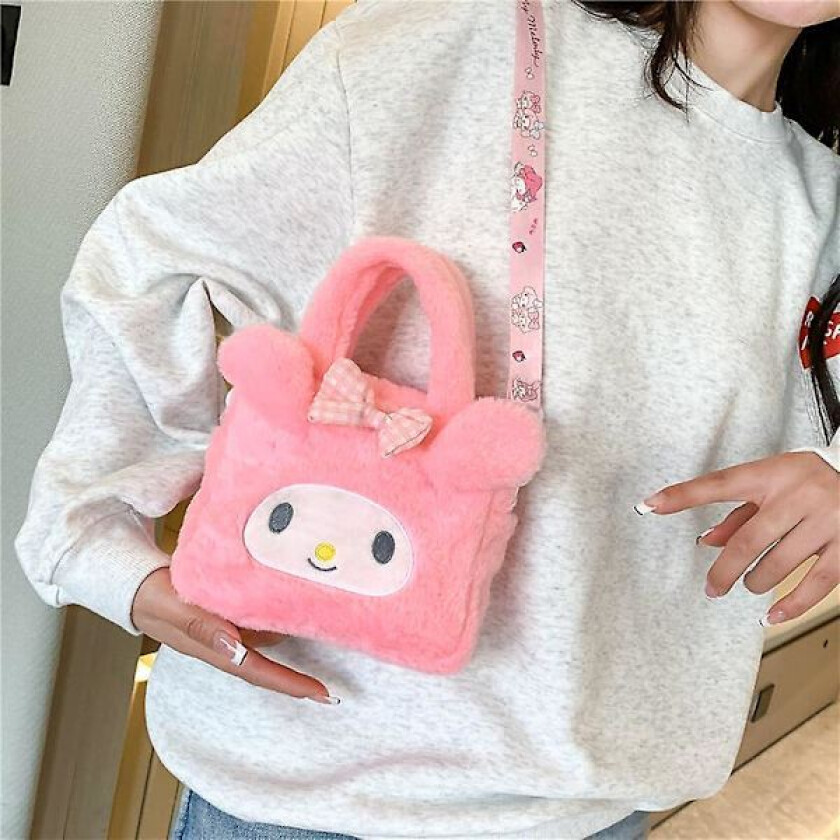 Sanrio Bag Kawaii Plysj Cinnamoroll Melody Kuromi Myk Stoff Håndveske Skulder Bag Anime Fylt Ryggsekk Jenter Barn Gaver DB