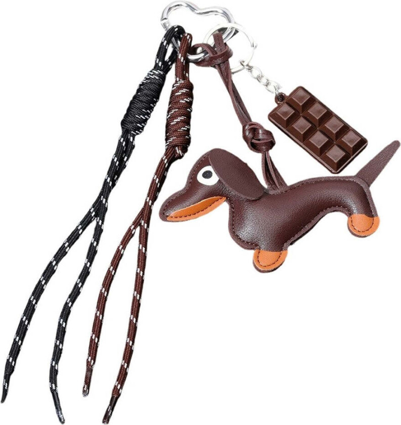 Veskeanheng med Dachshund / Sjokolade - Brun