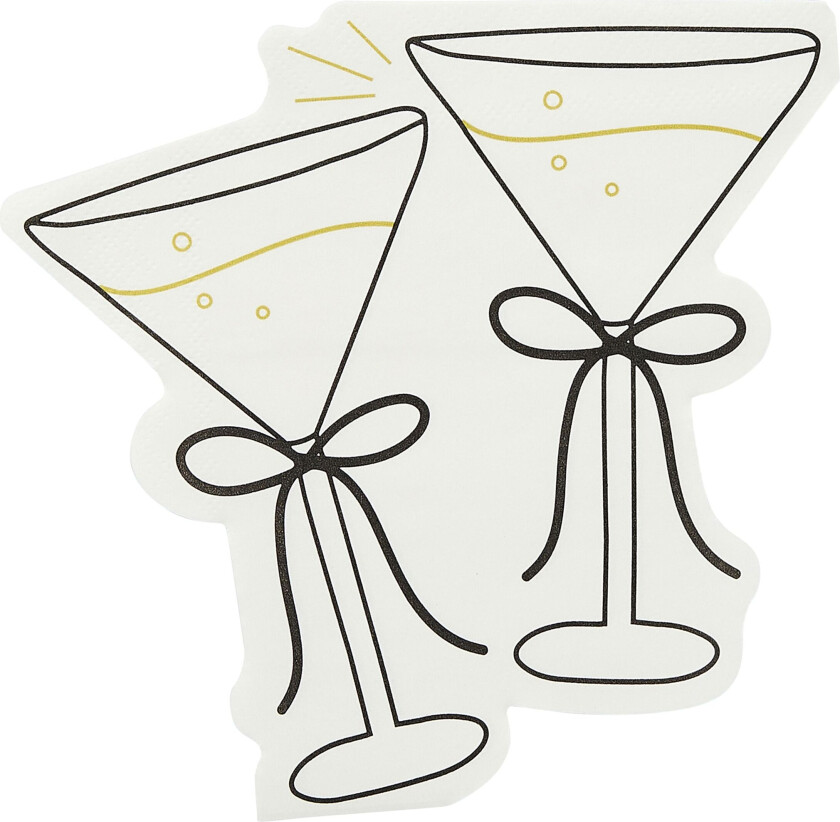 Servietter Cocktailglass Kremhvit Sløyfe - 16-pakning