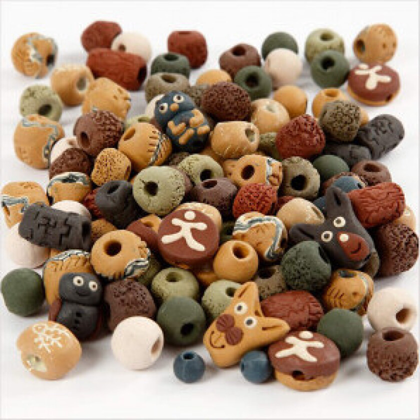 Bilde av Keramikkperler, ass. farger, str. 7-18 mm, hullstr. 2-4 mm, 300 g/ 1 p