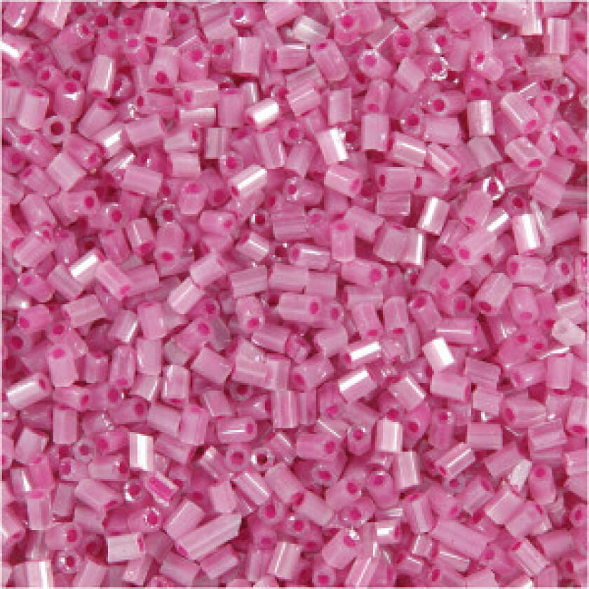 Rocaiperler 2-cut, rosa, str. 15/0 , dia. 1,7 mm, hullstr. 0,5 mm, 500