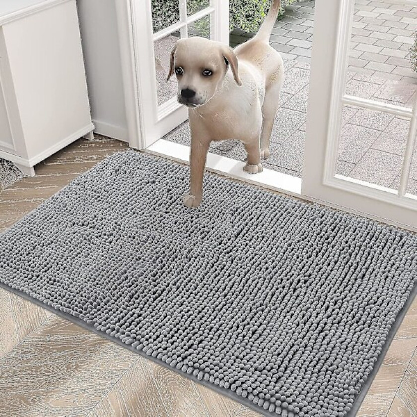Dørmatte for hunder med gjørmete poter, absorberer fuktighet og skitt, absorberende sklisikker vaskbar matte, hurtigtørkende mikrofiber, dørmatte for hunder, inngangsdørmatte innendørs
