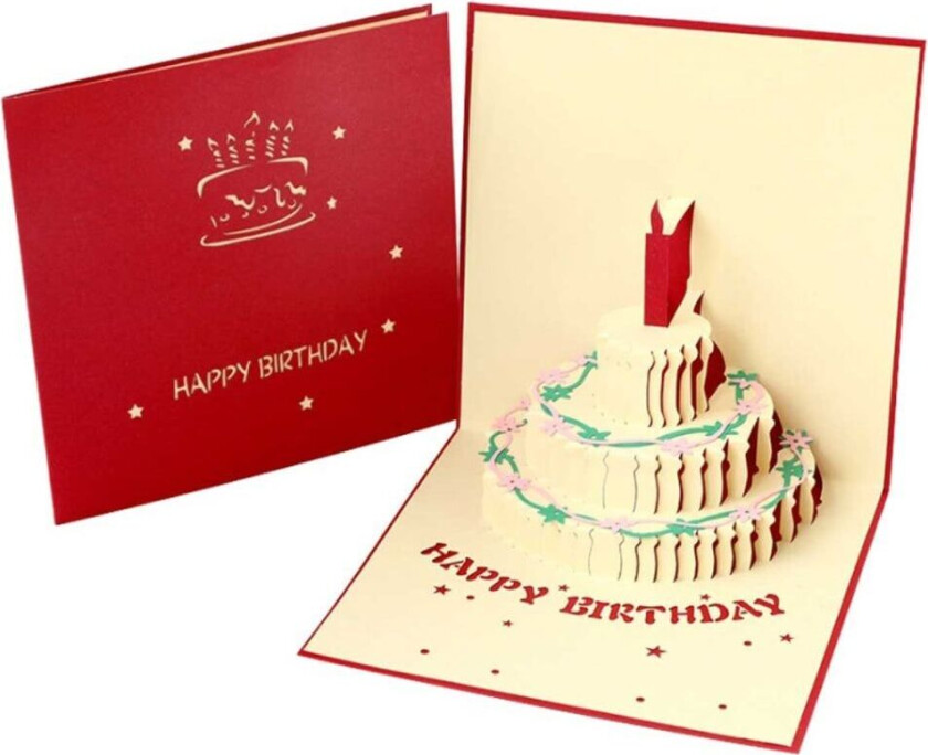 Bilde av 3d bursdagskort gratulasjonskort Gratulerer med bursdagen rød
