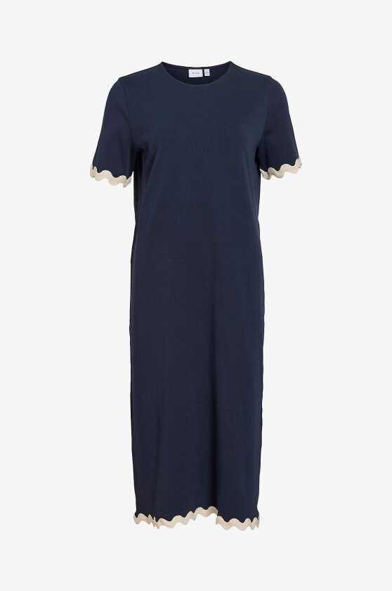 Kjole viCalisa O-neck S/S Midi - Blå