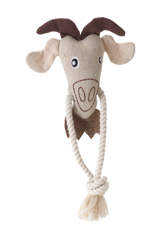 Dog Toy Nebraska Goat w rope Cotton Beige 30 cm - Hund - Hundeleker & spill - Myke leker - Hunter