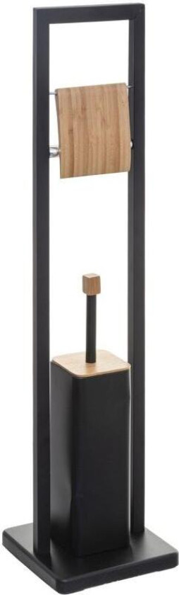 Toalettrullholder med toalettbørste - Sort / Bambus