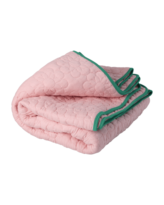 Quiltet Pledd I Blomstermønster Soft Pink Soft Pink One Size Rosa One Size unisex
