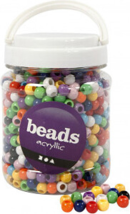 Kongoperler, dia. 10 mm, hullstr. 4,5 mm, 700 ml, ass. Farger
