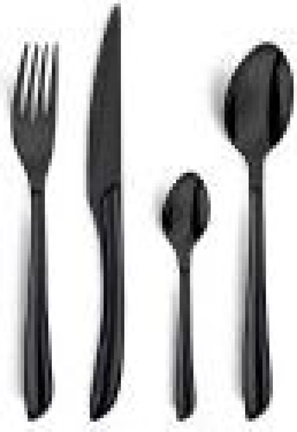 Bilde av Lumino 1422 - 16 pcs Bestik sæt  (Bright Black PVD – Black handle)