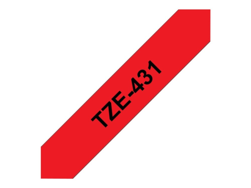 TZe-431 - Svart på rødt - Rull (1,2 cm x 8 m) 1 kassett(er) laminert teip - for PT-D210, D600, H110, P750, P950 P-Touch Cube PT-P300 P-Touch Cube Pro PT-P910