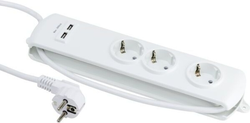 Gelia 4000003032 Grenuttak 3-veis, med 2 USB-uttak