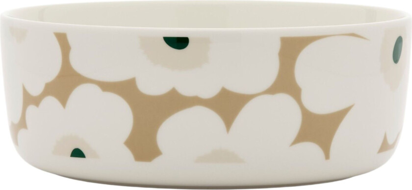 Oiva Unikko serveringsskål 1,5 l, hvit/beige/sand/mørkegrønn