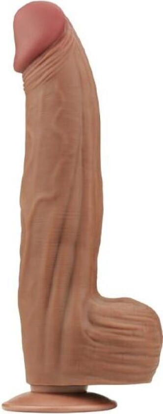 Lovetoy Sliding Skin Dual Layer Dildo Brown 31 cm XL dildo