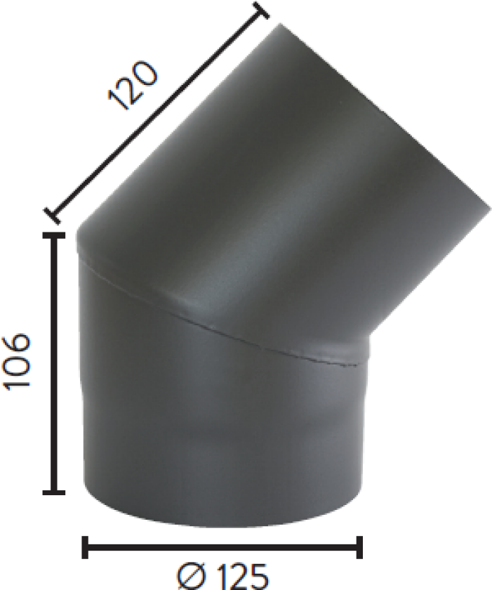 RØYKRØR Ø125 45GR UTEN LUKE GP