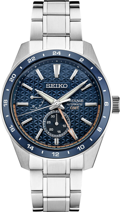 Seiko Presage Sharp Edge GMT SPB217J1 - RIP - Automatisk - Sølv - Herreklokker - Rustfritt stål - ledd m/pin - Safir